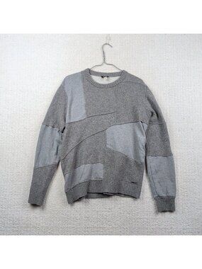 Y2K Diesel Wool Knit Distressed Patchwork Sweater Grunge Alt Gray Women Sz L*